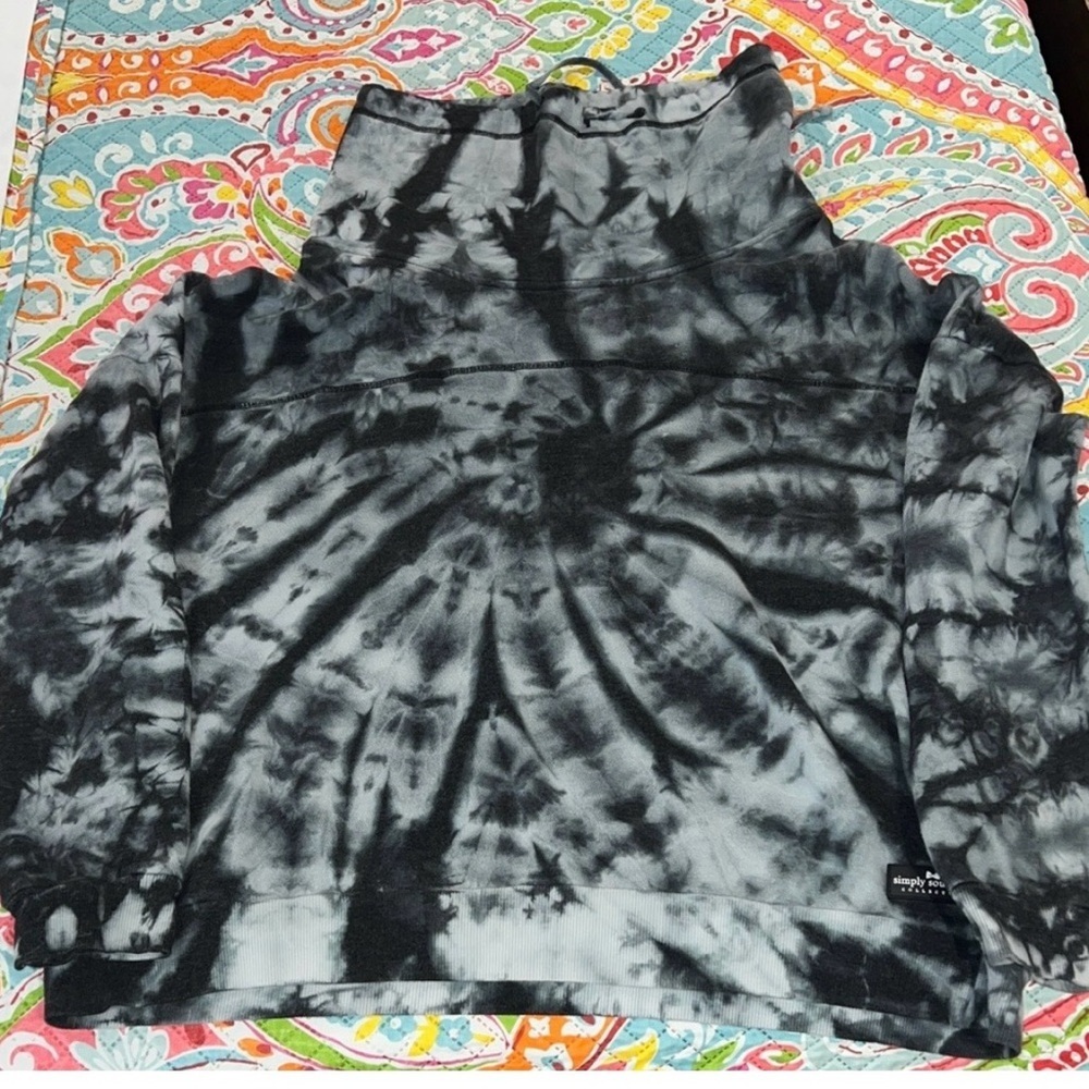 Simply Southern Black and Gray Tie-Dye Hoodie